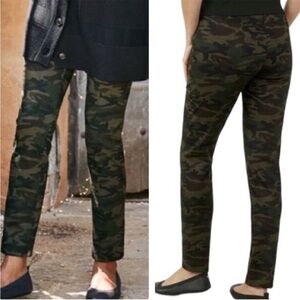 SOFT SURROUNDINGS NWT WILLOW STRAIGHT LEG PANTS IN CAMO 10 GREEN BRIWN HIGH RISE